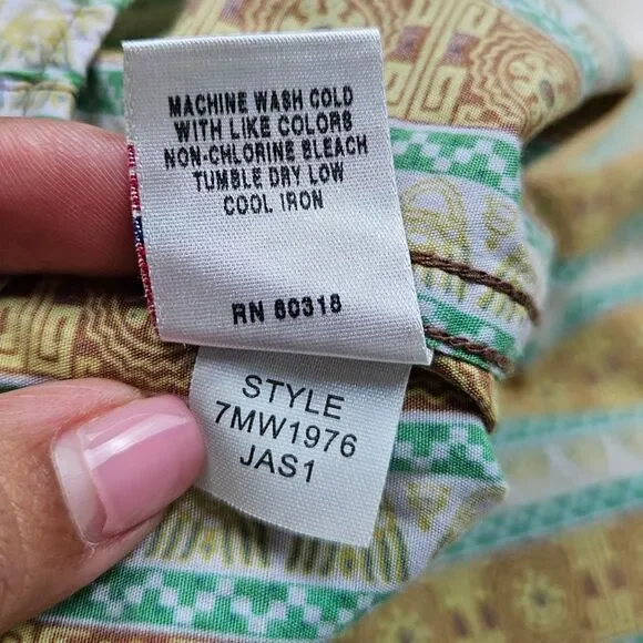 Vintage Lucky Brand Dungarees Shirt Mens Medium Stripe Long Sleeve Western 70s - Picture 12 of 12